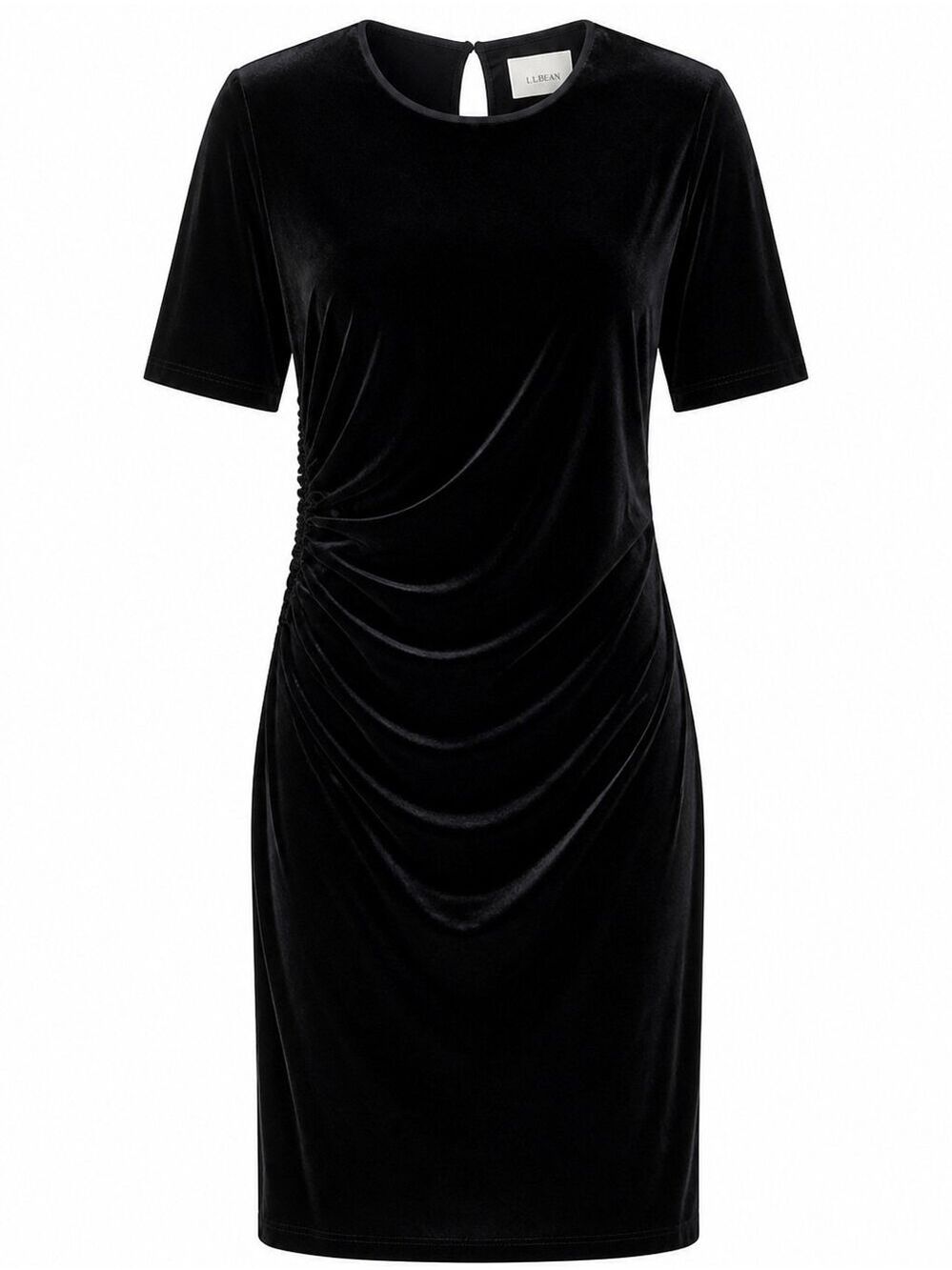 LK Bennett Womens DR Kara Black Velvet Side-Ruched Midi Dress Size 14 Cocktail